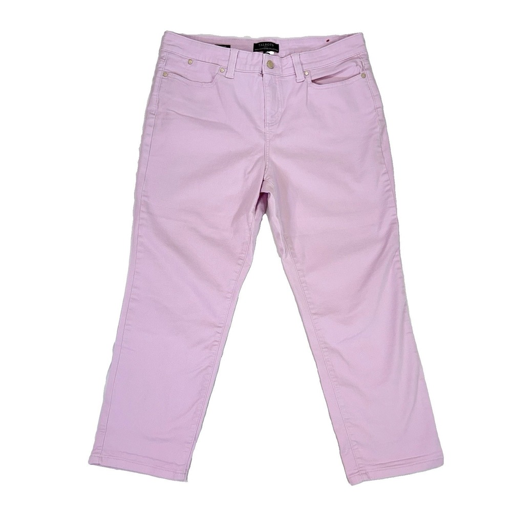 Talbots Simply Flattering Boyfriend Jeans Women 14P Pink Stretch Cropped